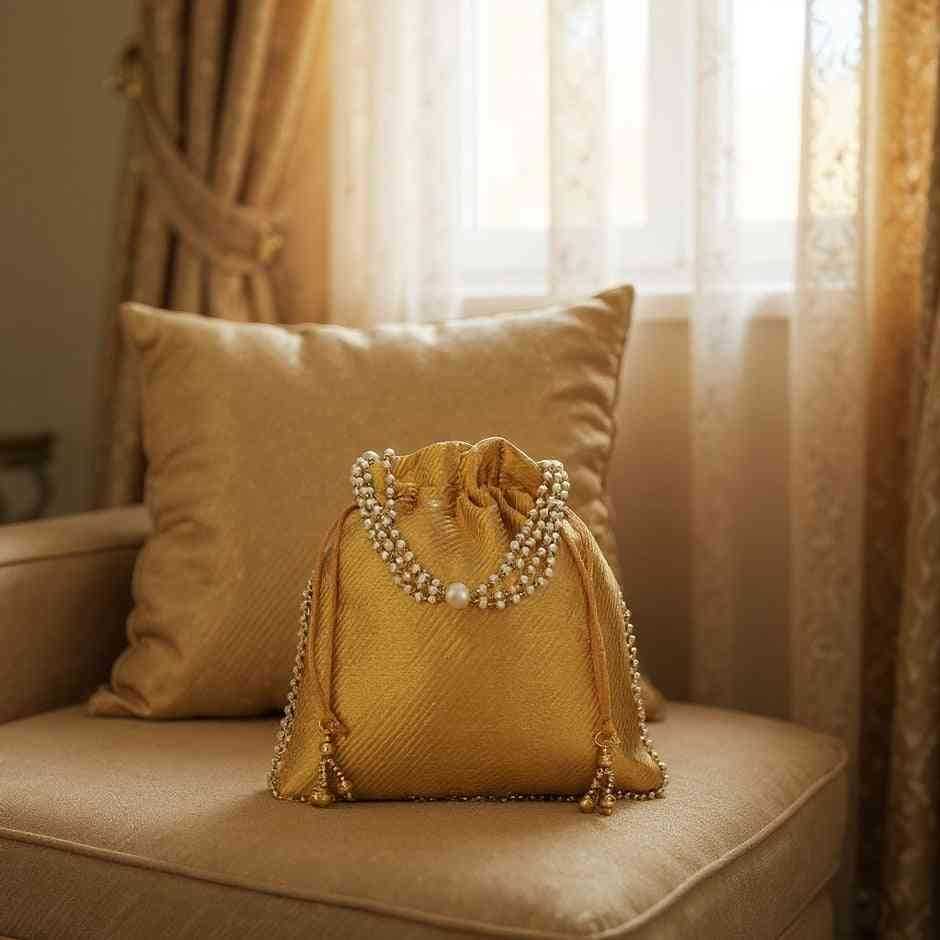 SHREE SHYAM PRODUCTS ELEGANT GOLDEN DESIGNER POTLI BAGS