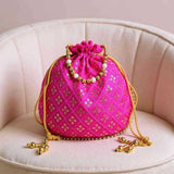 SHREE SHYAM PRODUCTS ONE SIDE TIKLI SILK POTLI BAGS