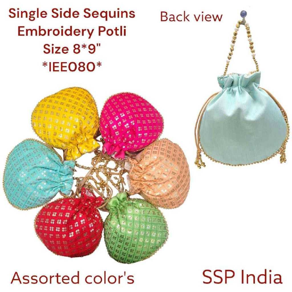 SHREE SHYAM PRODUCTS ONE SIDE TIKLI SILK POTLI BAGS