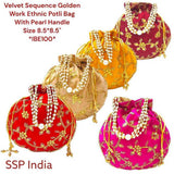 SHREE SHYAM PRODUCT VELVET SEQUINS WORK ETHNIC POTLI BAGS