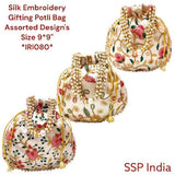 SHREE SHYAM PRODUCT SEMBROIDERED SILK POTLI BAGS
