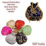 SHREE SHYAM PRODUCTS SILK JARI EMBROIDERED POTLI BAGS