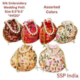 SHREE SHYAM PRODUCTS FLOWER EMBROIDERY SILK POTLI BAGS