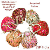 SHREE SHYAM PRODUCTS FLOWER EMBROIDERY SILK POTLI BAGS