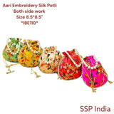 SHREE SHYAM PRODUCTS AARI EMBROIDERY SILK POTLI BAGS