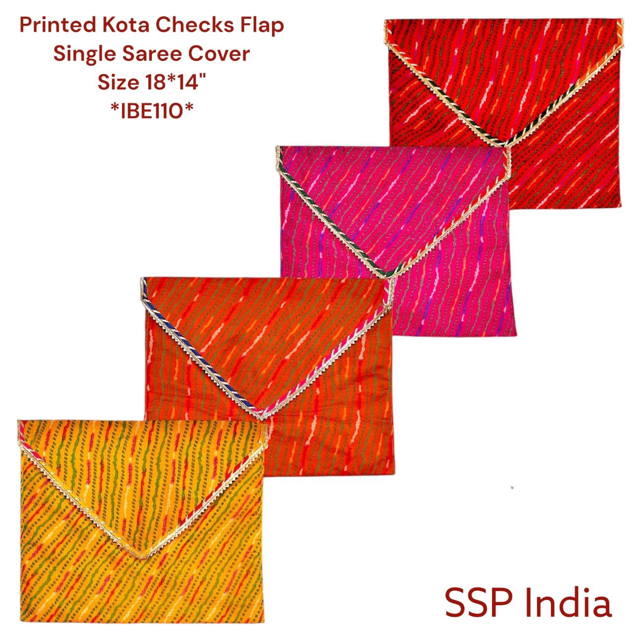 SHREE SHYAM PRODUCTS FLAP SAREE COVER KOTA CHECKS LEHARIYA