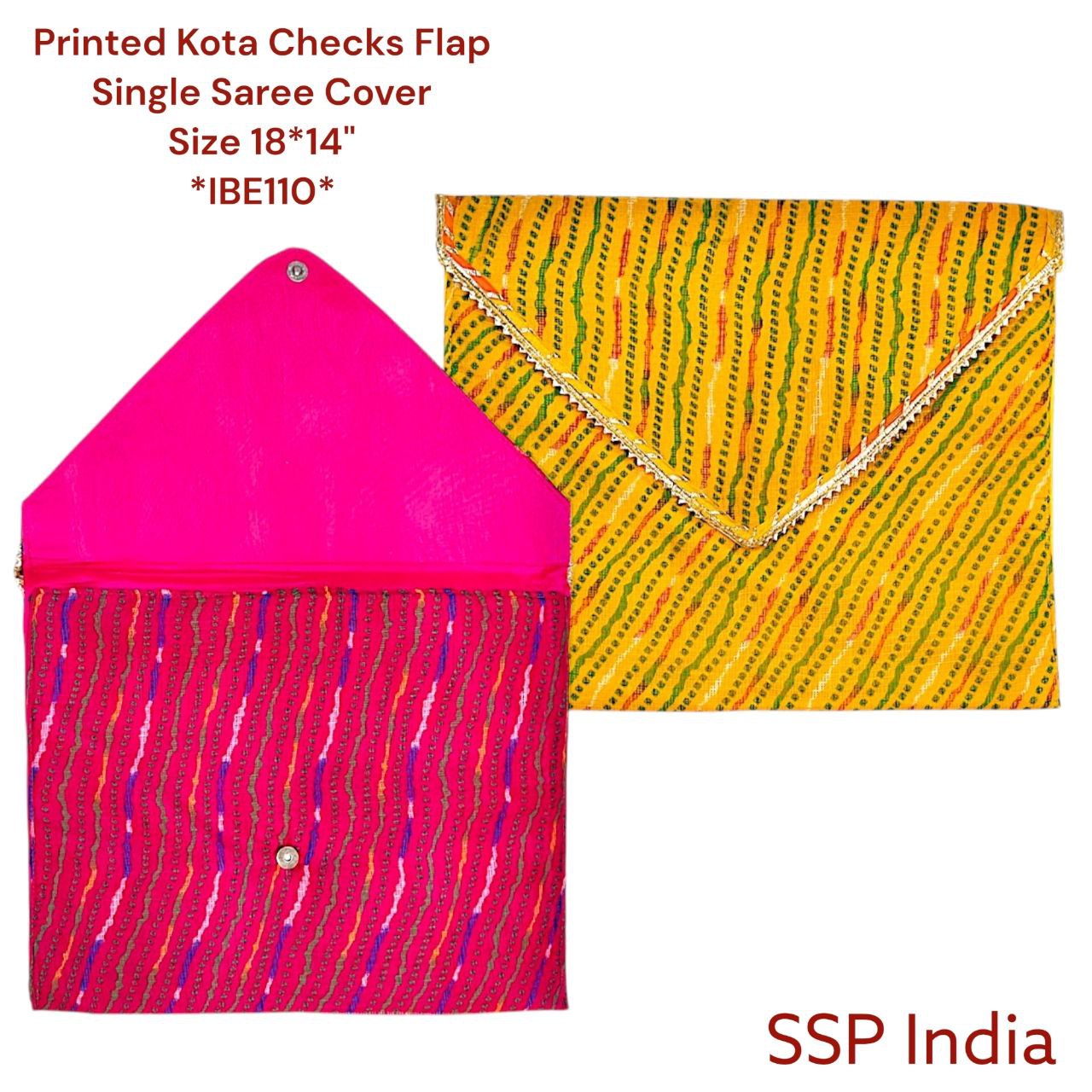SHREE SHYAM PRODUCTS FLAP SAREE COVER KOTA CHECKS LEHARIYA