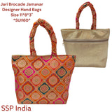 SHREE SHYAM PRODUCTS JARI BUTA BROCADE JAMAVAR DESIGN HAND BAGS
