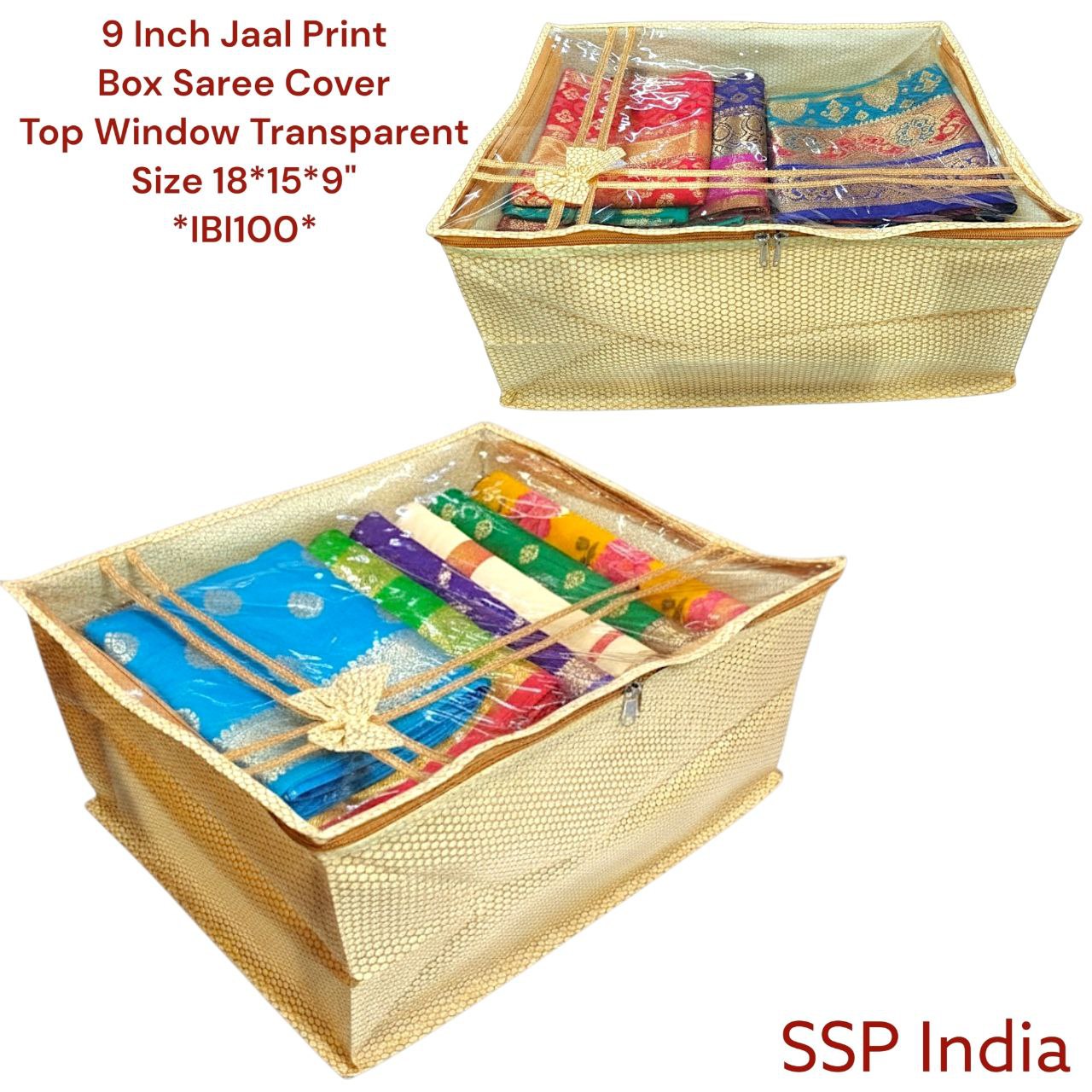 SHREE SHYAM PRODUCTS 9 INCH BOX SAREE COVER PRINTED TIE BOW