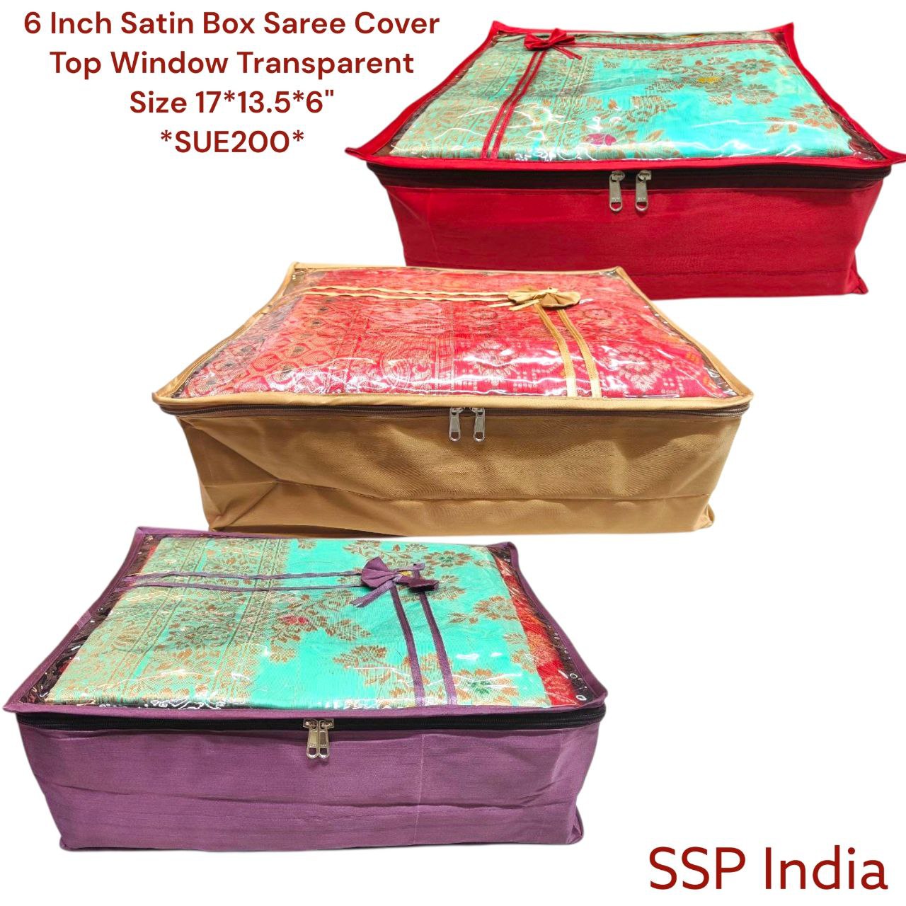 SHREE SHYAM PRODUCTS 6 INCH SATIN SAREE COVER BOW