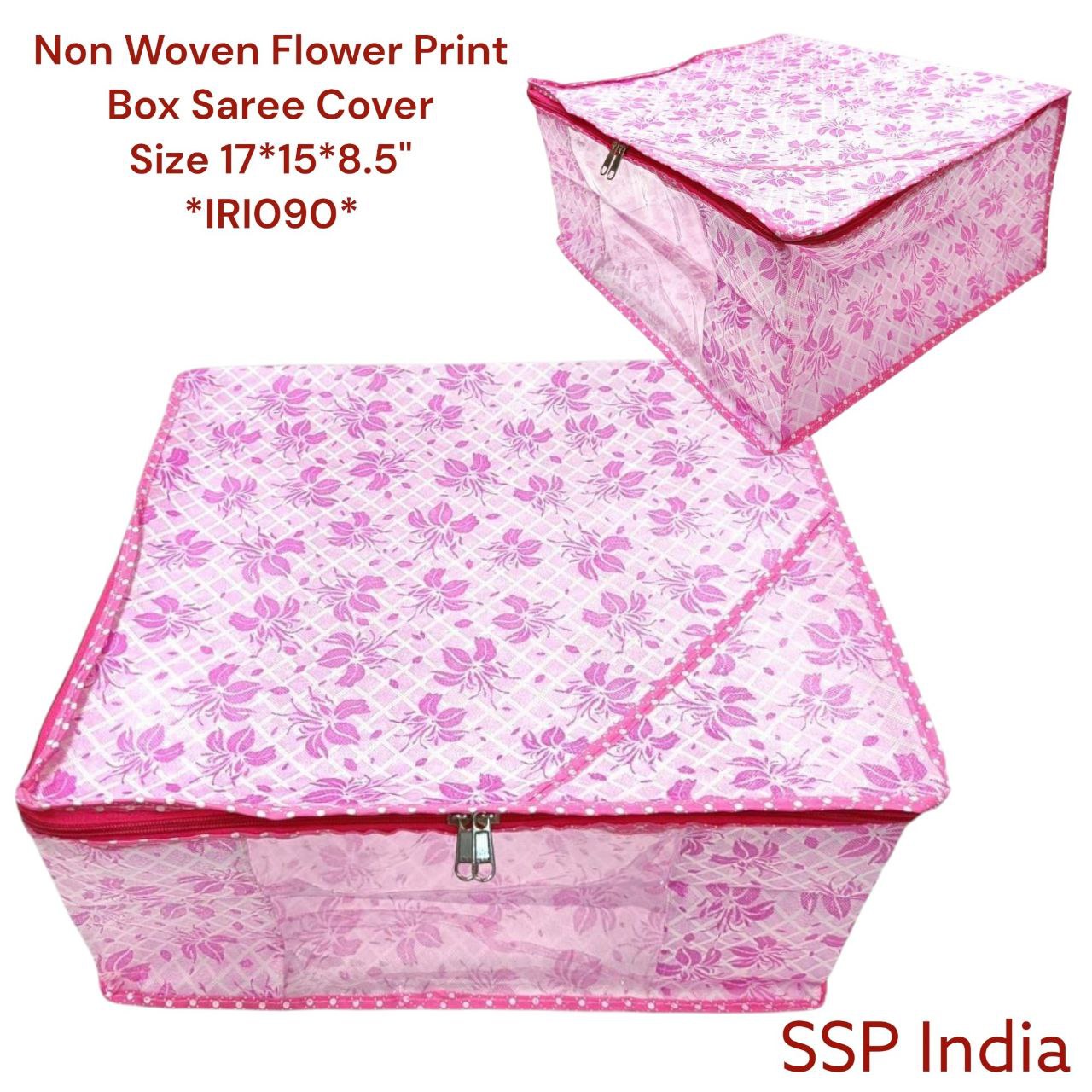 SHREE SHYAM PRODUCTS 9 INCH PINK FLORAL PRINTED SAREE COVER