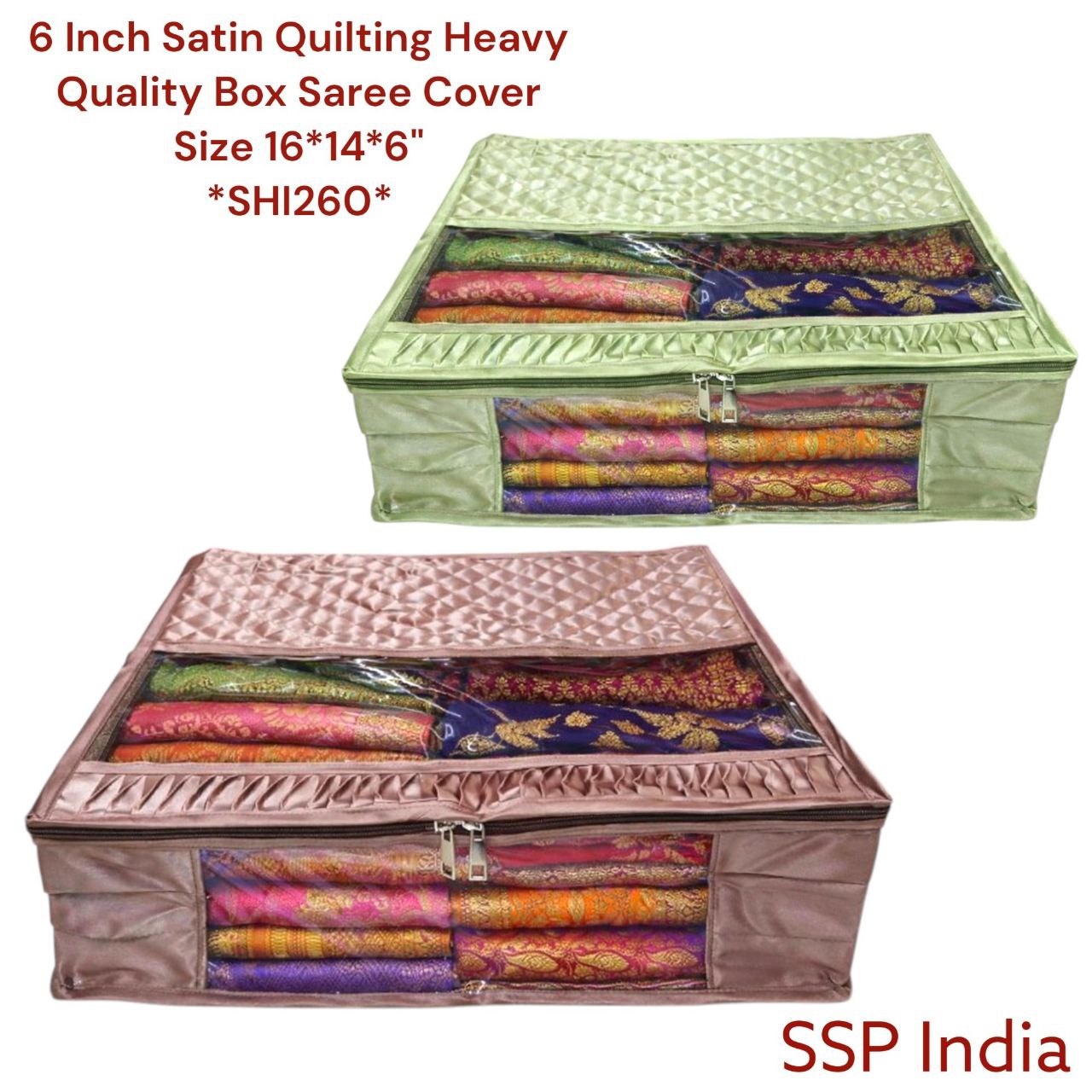 SHREE SHYAM PRODUCTS 6 INCH HEAVY QUILT SATIN BOX SAREE COVER