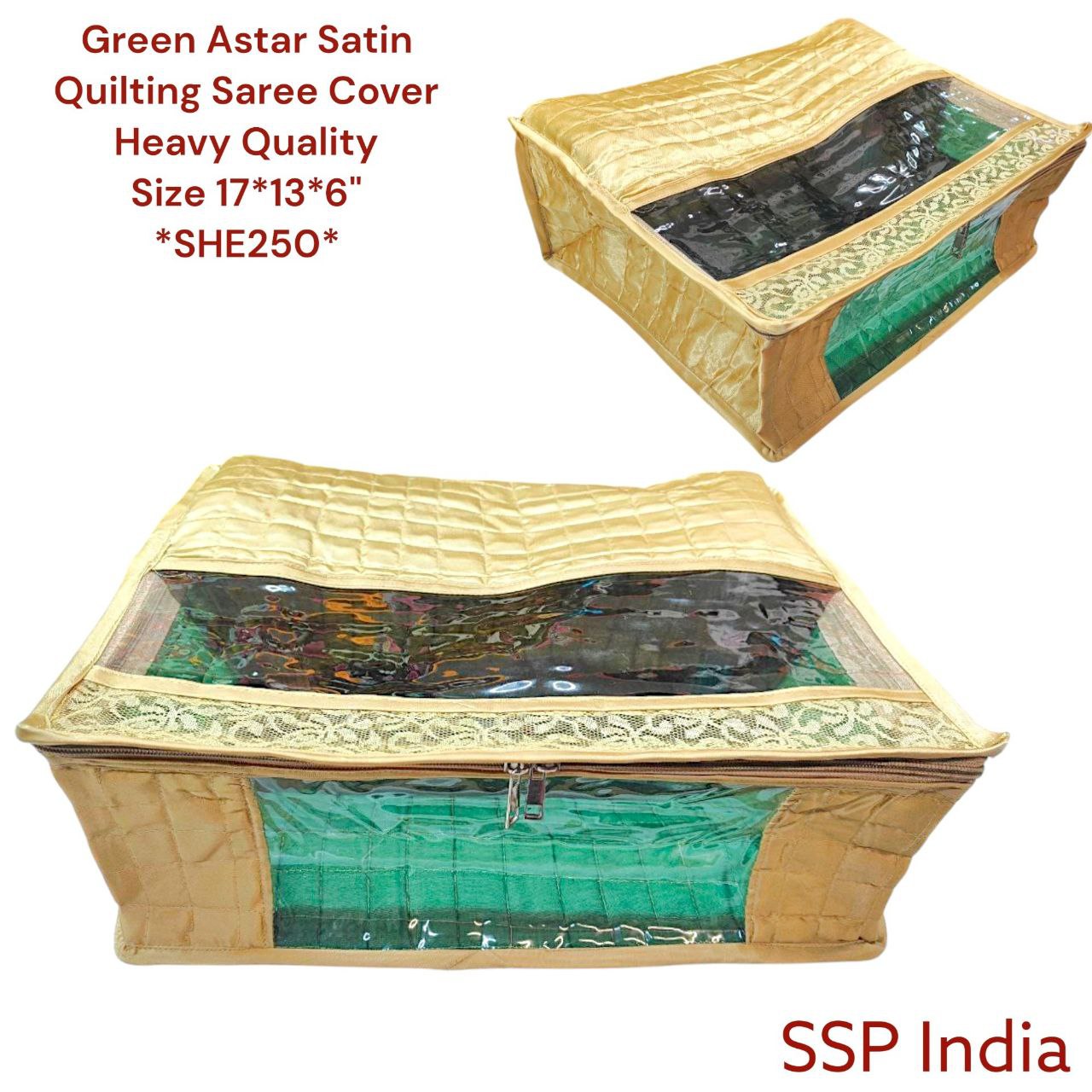 SHREE SHYAM PRODUCTS GREEN ASTAR SATIN QUILTING SAREE COVER
