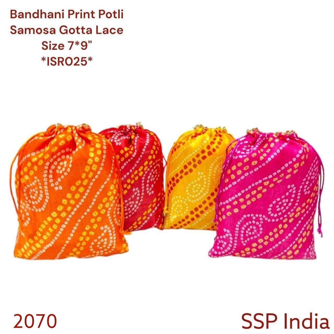 SHREE SHYAM PRODUCTS 7*9 BANDHINI PRINT POTLI WITH SAMOSA LACE