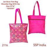 SHREE SHYAM PRODUCTS JARI BANARASI BUTA SILK TOTE BAGS