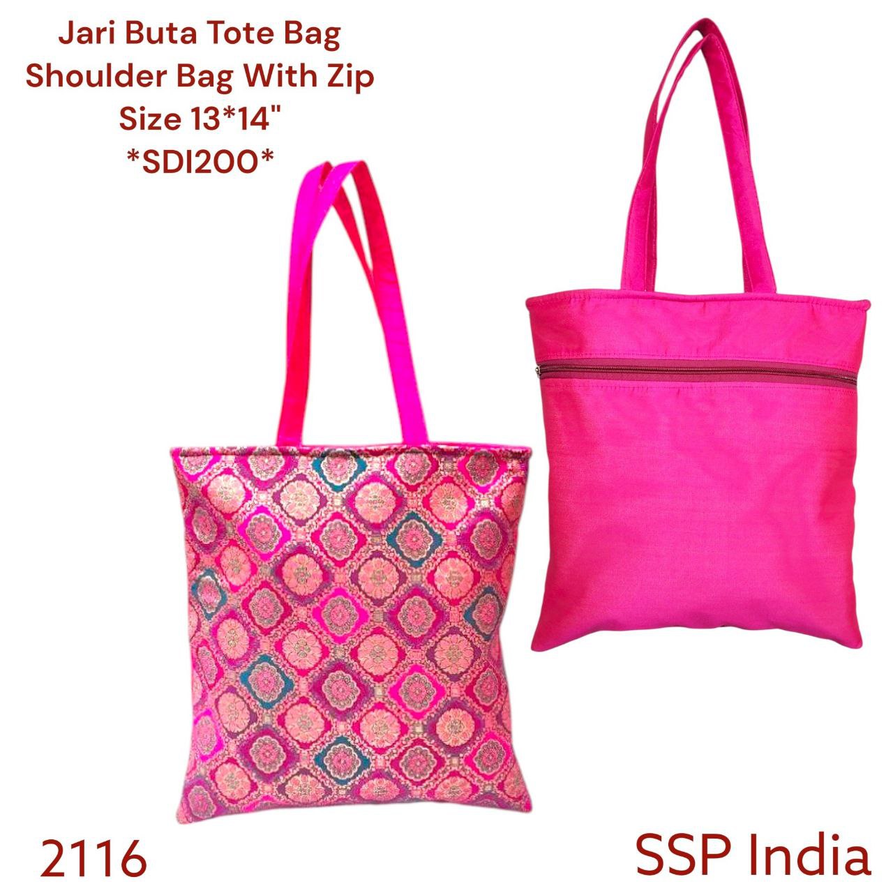 SHREE SHYAM PRODUCTS JARI BANARASI BUTA SILK TOTE BAGS