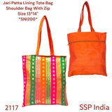 SHREE SHYAM PRODUCTS JARI LINING BANARASI SILK TOTE BAGS
