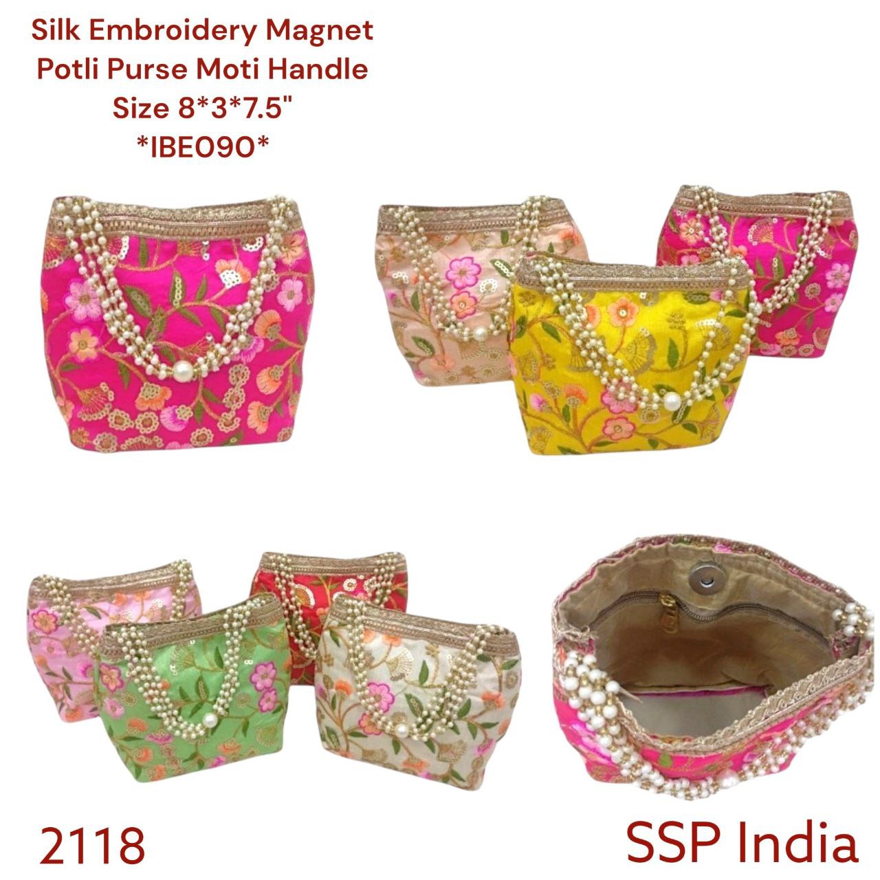 SHREE SHYAM PRODUCTS FLOWER EMBROIDERED MAGNET BUTTON BAG