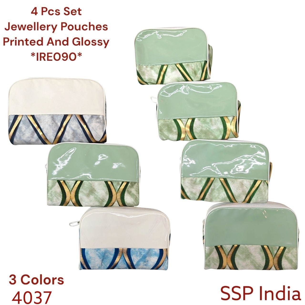 SHREE SHYAM PRODUCTS 4 PCS SET VELVET GLOSSY MATERIAL JEWELLERY POUCH