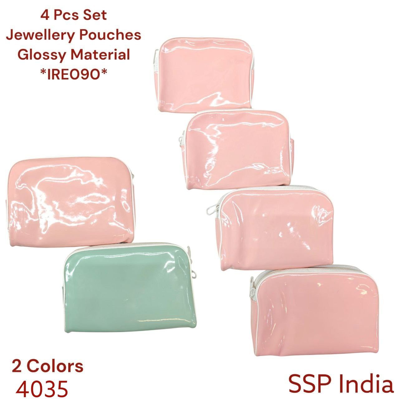 SHREE SHYAM PRODUCTS 4 PCS SET GLOSSY MATERIAL JEWELLERY POUCH
