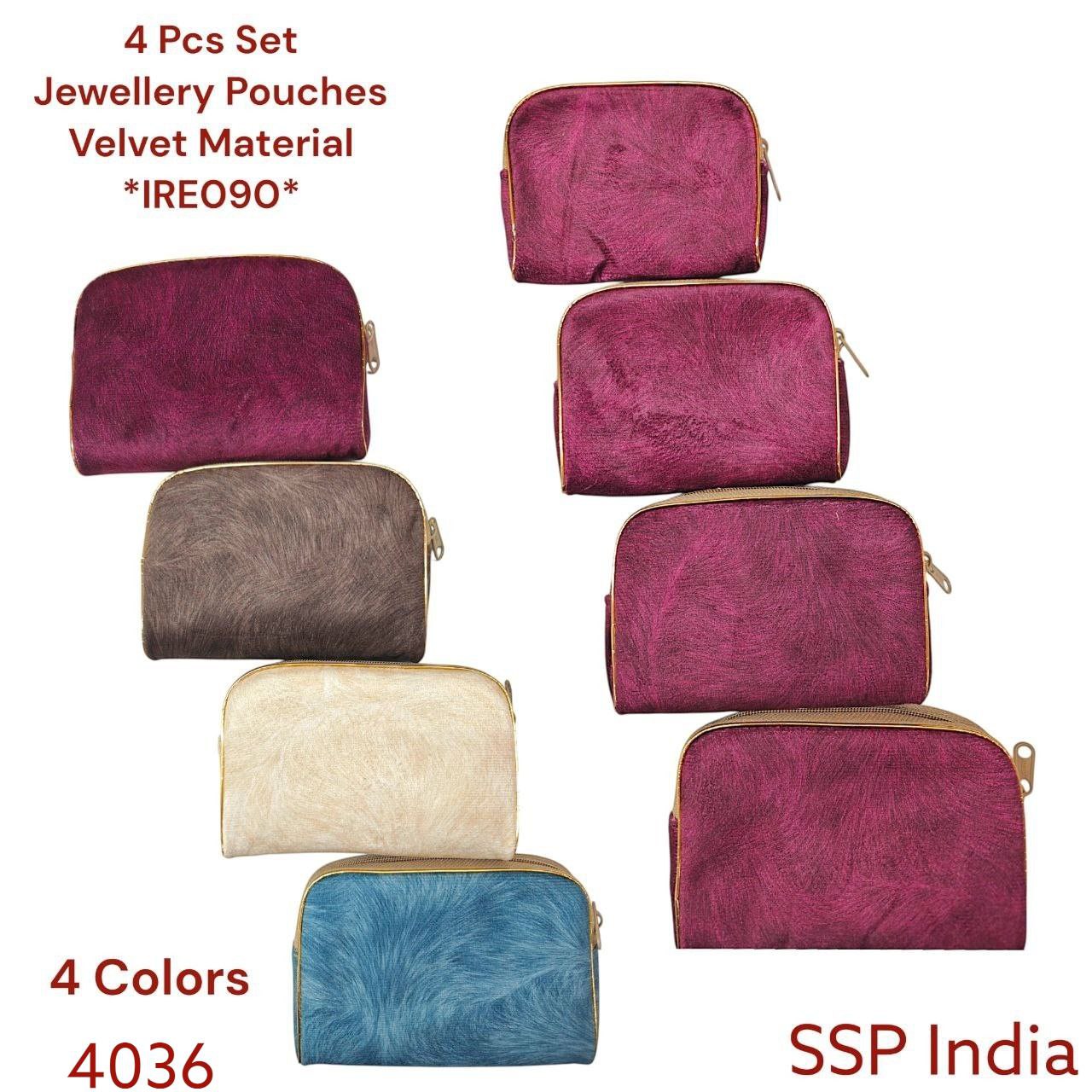 SHREE SHYAM PRODUCTS 4 PCS SET VELVET JEWELLERY POUCH