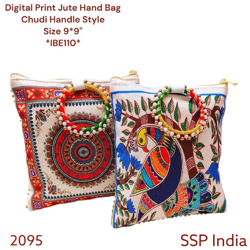 SHREE SHYAM PRODUCTS DIGITAL PRINT CHUDI HANDLE JUTE HAND BAGS