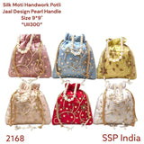 SHREE SHYAM PRODUCTS JAAL DESIGN HANDWORK SILK POTLI BAGS