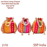 SHREE SHYAM PRODUCTS JARI PATTA BANARASI BROCADE POTLI BAGS