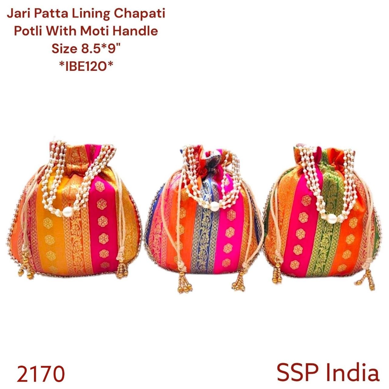 SHREE SHYAM PRODUCTS JARI PATTA BANARASI BROCADE POTLI BAGS