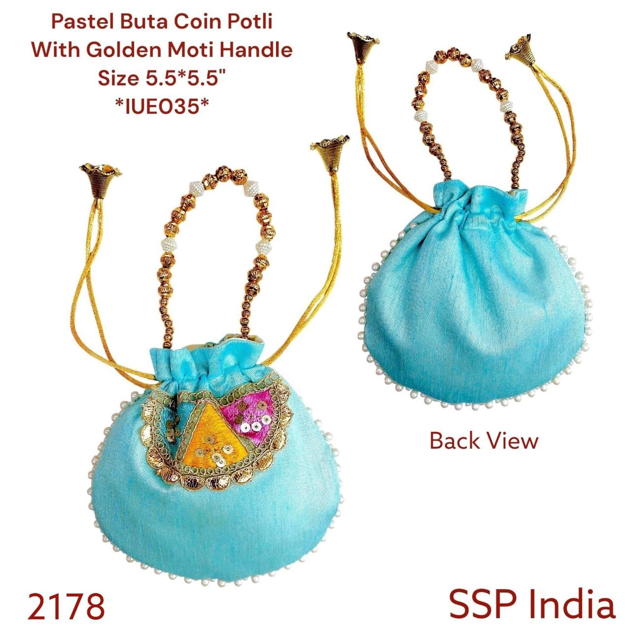 SHREE SHYAM PRODUCTS PASTEL COLOR MINI COIN POTLI WITH BUTA