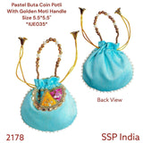 SHREE SHYAM PRODUCTS PASTEL COLOR MINI COIN POTLI WITH BUTA