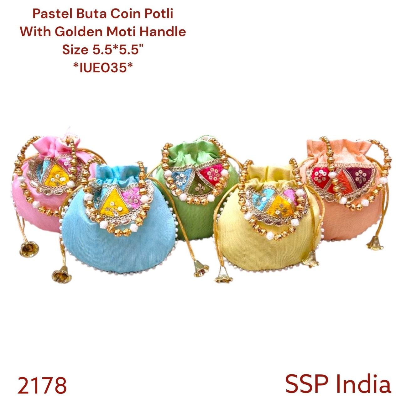 SHREE SHYAM PRODUCTS PASTEL COLOR MINI COIN POTLI WITH BUTA