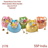 SHREE SHYAM PRODUCTS PASTEL COLOR MINI COIN POTLI WITH BUTA