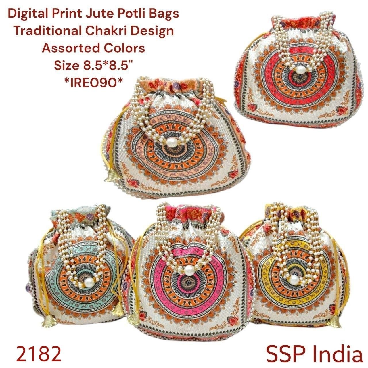SHREE SHYAM PRODUCTS DIGITAL PRINT JUTE POTLI BAGS WITH MOTI HANDLE