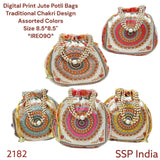 SHREE SHYAM PRODUCTS DIGITAL PRINT JUTE POTLI BAGS WITH MOTI HANDLE