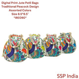 SHREE SHYAM PRODUCTS DIGITAL PRINT JUTE POTLI BAGS WITH MOTI HANDLE
