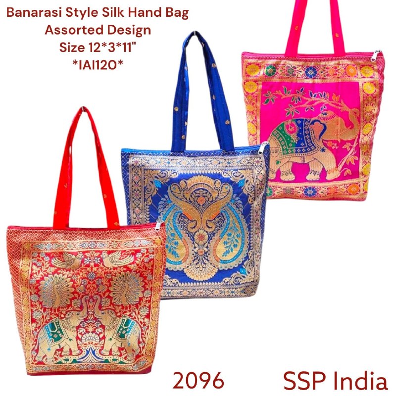 SHREE SHYAM PRODUCTS BANARASI FABRIC STYLISH SILK HAND BAGS