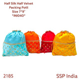 SHREE SHYAM PRODUCTS 7*9 INCH HALF SILK HALF VELVET SEQUINS BUTI POTLI BAGS