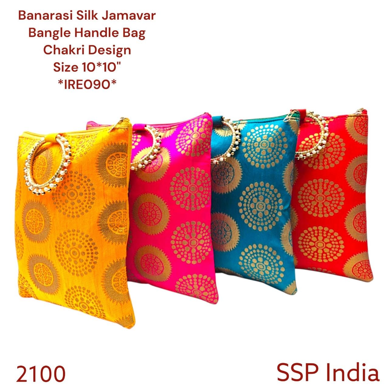 SHREE SHYAM PRODUCTS CHAKRI JAMAVAR DESIGN CHUDI HANDLE HAND BAGS