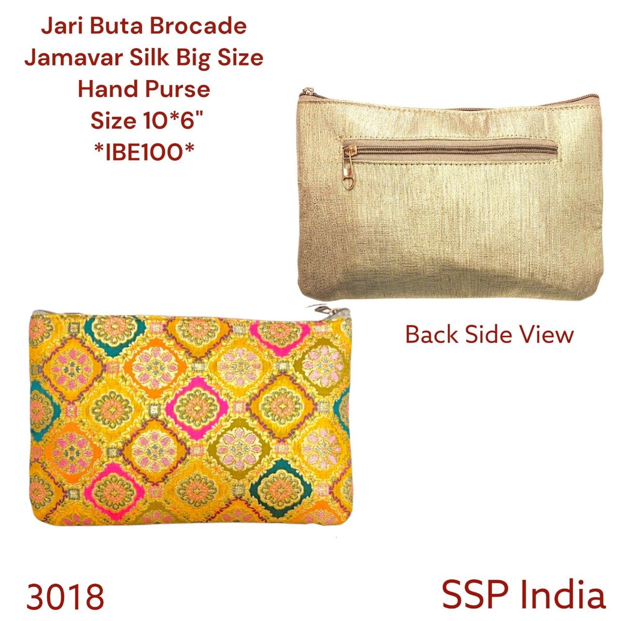 SHREE SHYAM PRODUCTS BANRASI JARI BUTA SILK HAND POUCH. HAND PURSE POUCH.