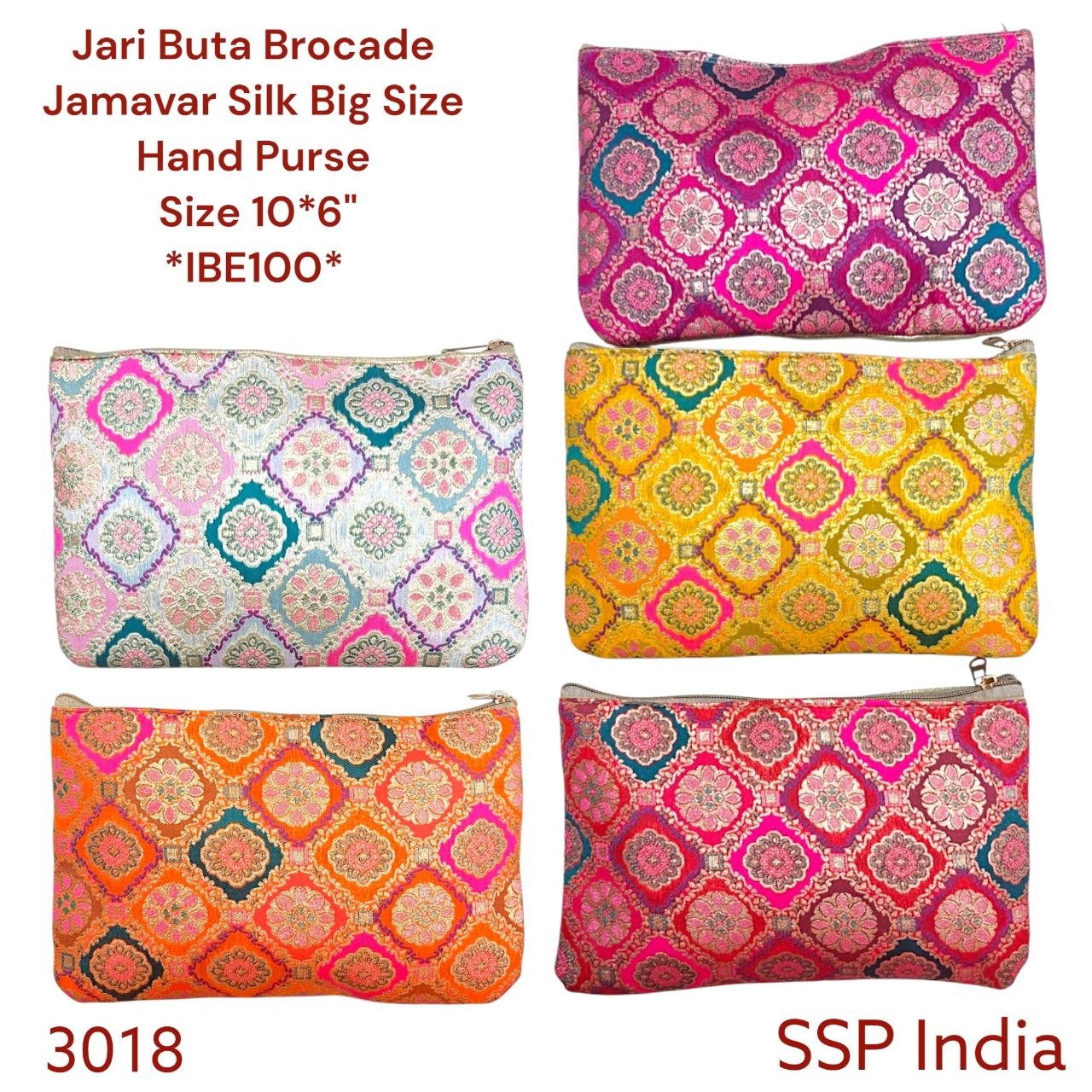 SHREE SHYAM PRODUCTS BANRASI JARI BUTA SILK HAND POUCH. HAND PURSE POUCH.