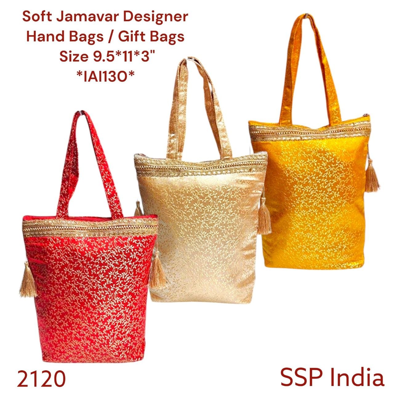 SHREE SHYAM PRODUCTS SOFT SATIN SILK JAMAVAR EXCLUSIVE HAND BAGS