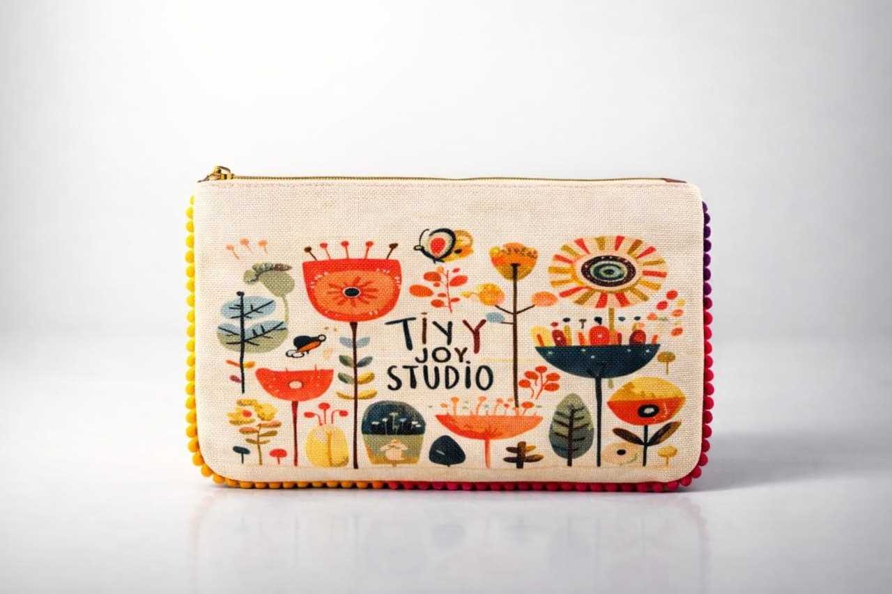 SHREE SHYAM PRODUCTS DIGITAL PRINT JUTE POUCH WITH POMPOM LACE