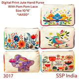 SHREE SHYAM PRODUCTS DIGITAL PRINT JUTE POUCH WITH POMPOM LACE