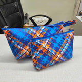SHREE SHYAM PRODUCTS 2 PCS SET CHECKS PRINT SATIN TRAVEL POUCH