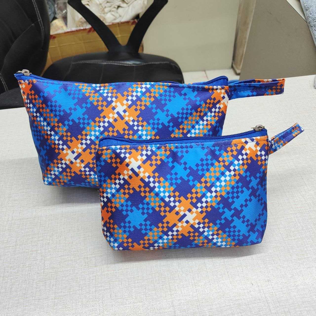 SHREE SHYAM PRODUCTS 2 PCS SET CHECKS PRINT SATIN TRAVEL POUCH