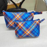 SHREE SHYAM PRODUCTS 2 PCS SET CHECKS PRINT SATIN TRAVEL POUCH