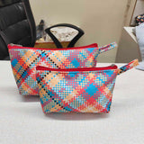 SHREE SHYAM PRODUCTS 2 PCS SET CHECKS PRINT SATIN TRAVEL POUCH