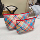 SHREE SHYAM PRODUCTS 2 PCS SET CHECKS PRINT SATIN TRAVEL POUCH
