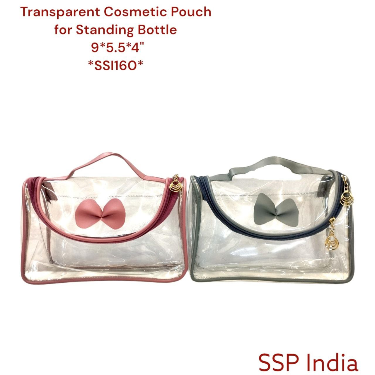 SHREE SHYAM PRODUCTS HANDY TRANSPARENT COSMETIC POUCH TIE BOW